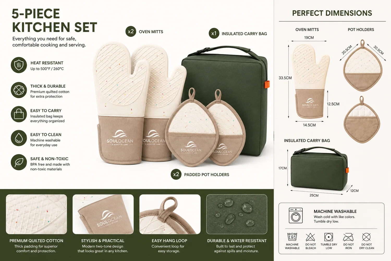 5-Piece Oven Mitts & Pot Holders image 3