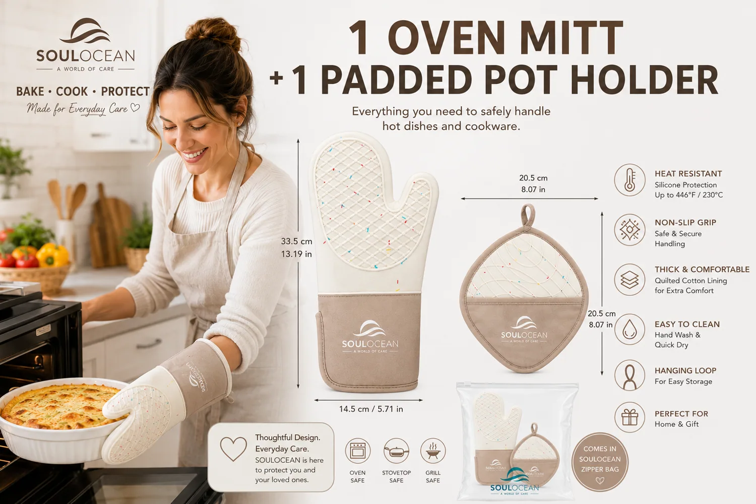 3-Piece Oven Mitt & Pot Holder image 3