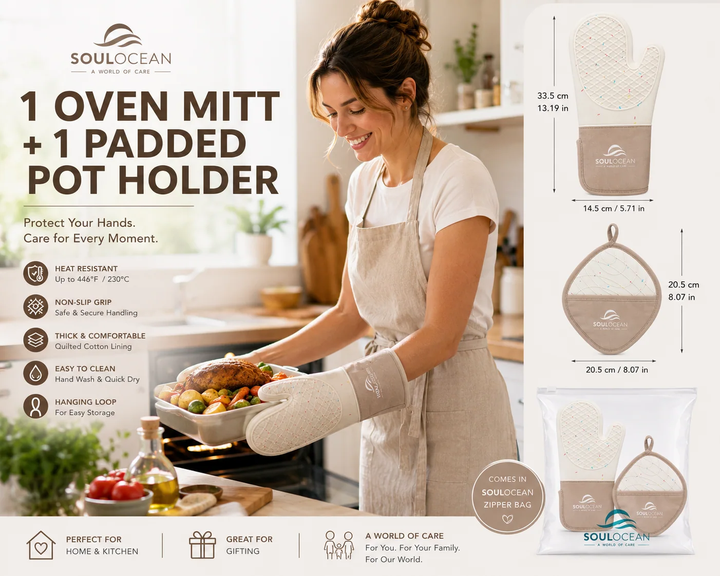 3-Piece Oven Mitt & Pot Holder image 4